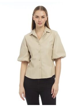 Patty Kim BLACK pleather blouse